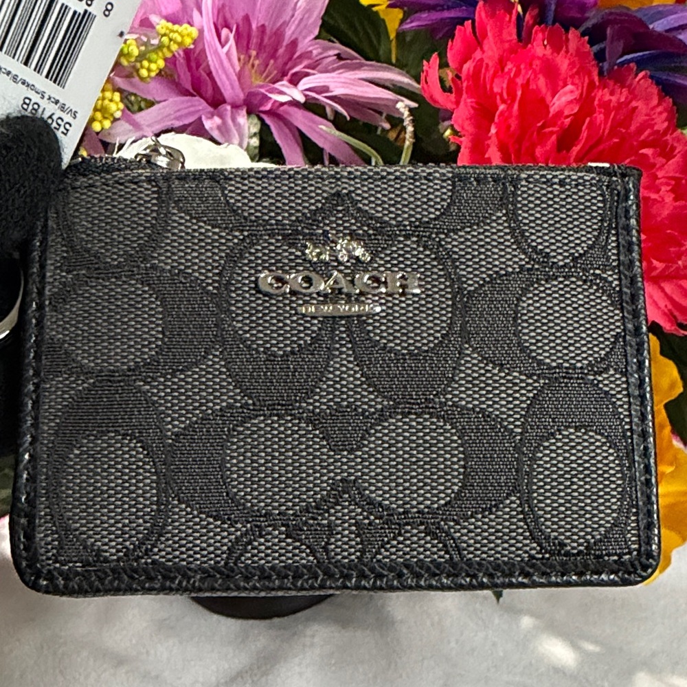 NWT COACH  Signature Black Card Case